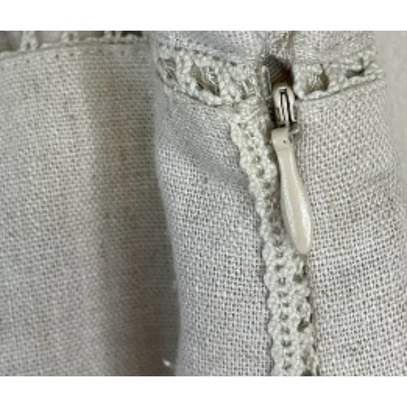 Country Lace Coldwater Creek Linen Blend MIDI Skirt Oatmeal Beige Size PS - Picture 4 of 12